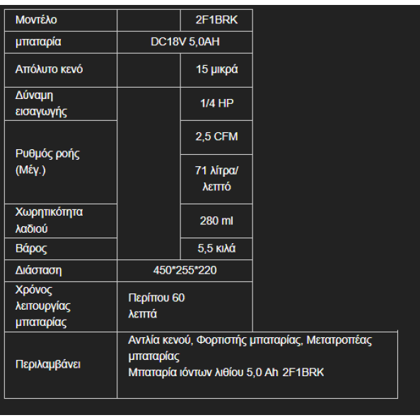 Επαναφορτιζόμενη Αντλία Κενού WIPCOOL 2F1BRk  Συμβατή με R32