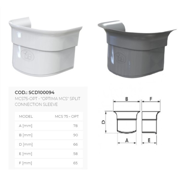 Σύνδεσμος Καναλιού με Αποσπώμενη Φλάντζα MCS75-OPT 78x58mm Λευκός