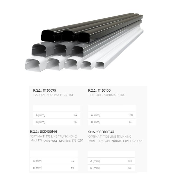 Κανάλι Εγκατάστασης Κλιματισμού "OPTIMA T" T102 – ANTHRACITE GREY 2Μ